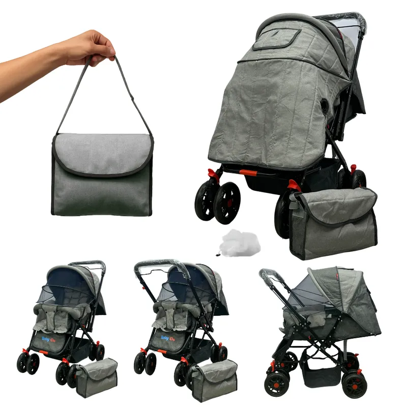BABY ON - Coche Para Bebe Reversible Toldillo Cubrepies Babyon Gris