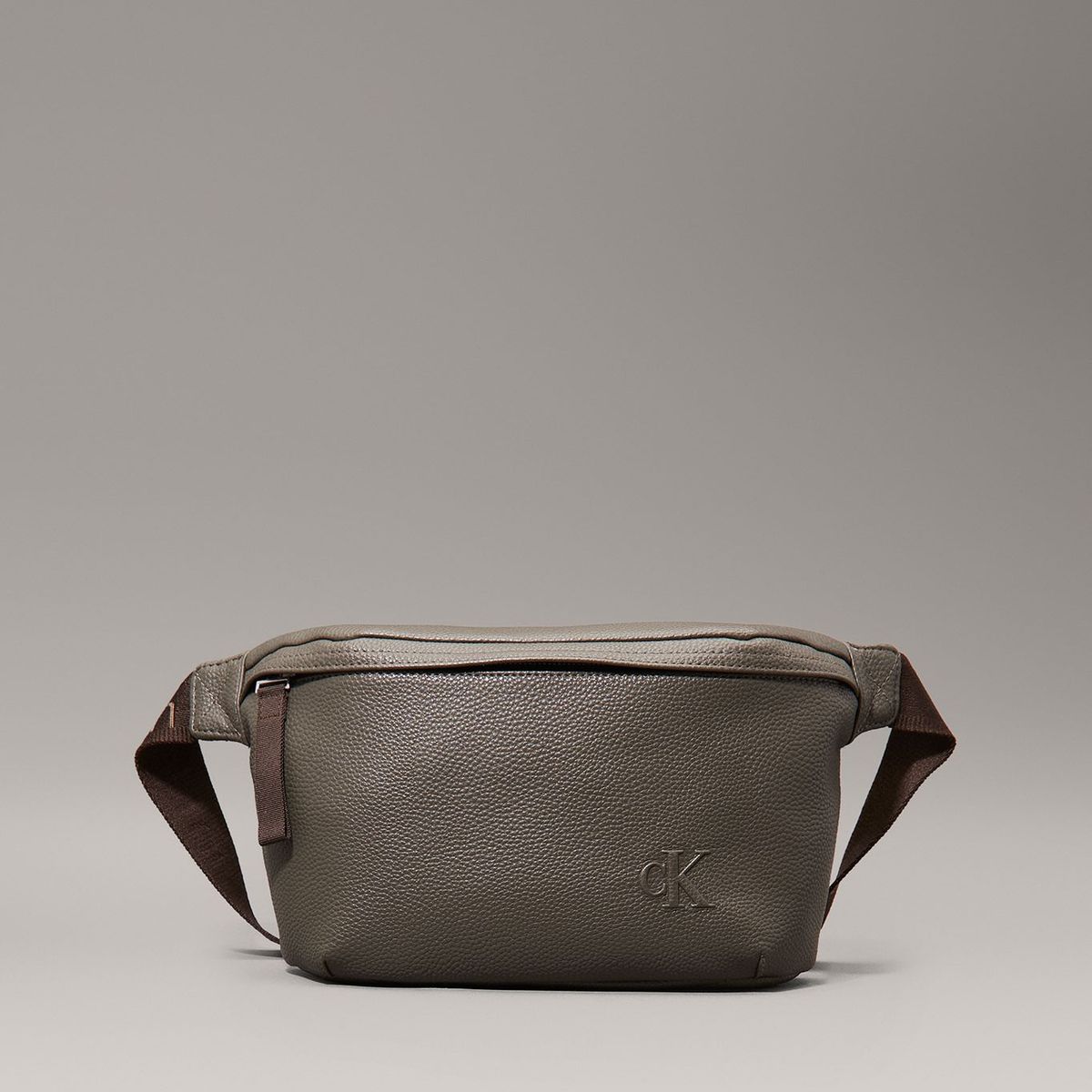 CALVIN KLEIN - Canguro gris cargo con logo Calvin Klein