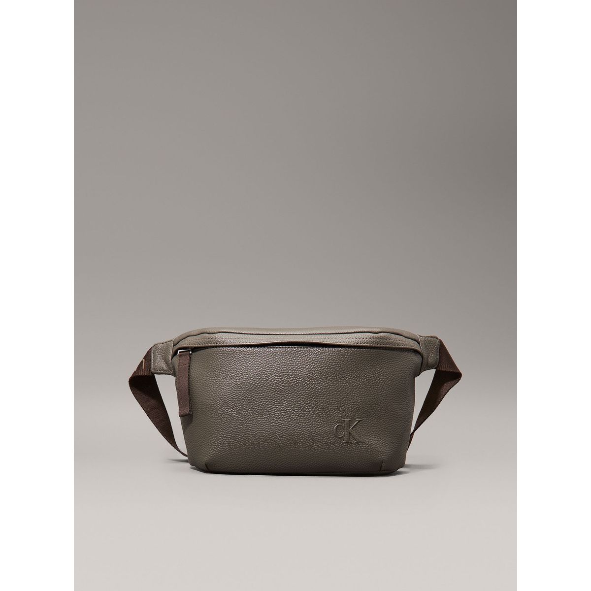 CALVIN KLEIN - Canguro gris cargo con logo Calvin Klein