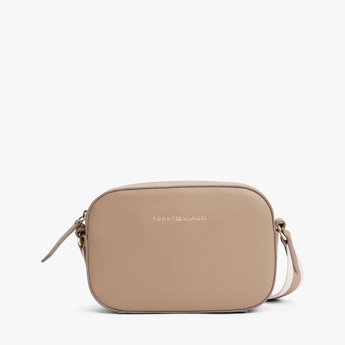 TOMMY HILFIGER - Bolso beige cruzado con logo Tommy Hilfiger