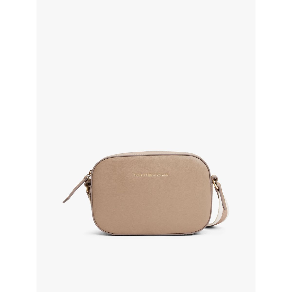 TOMMY HILFIGER - Bolso beige cruzado con logo Tommy Hilfiger