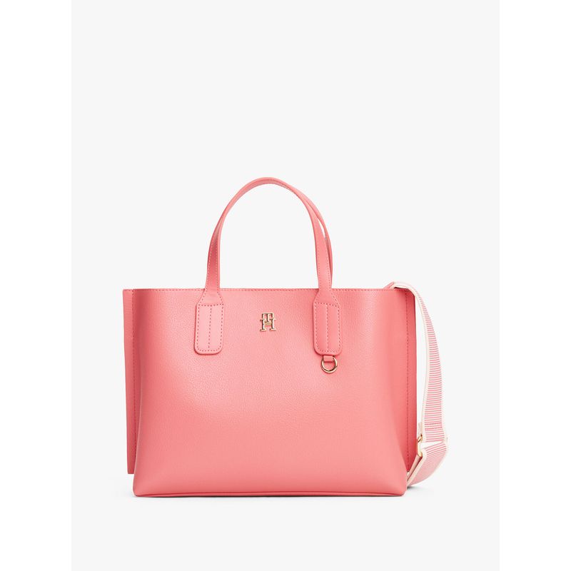 TOMMY HILFIGER - Bolso rojo tote con placa del monograma TH Tommy Hilfiger