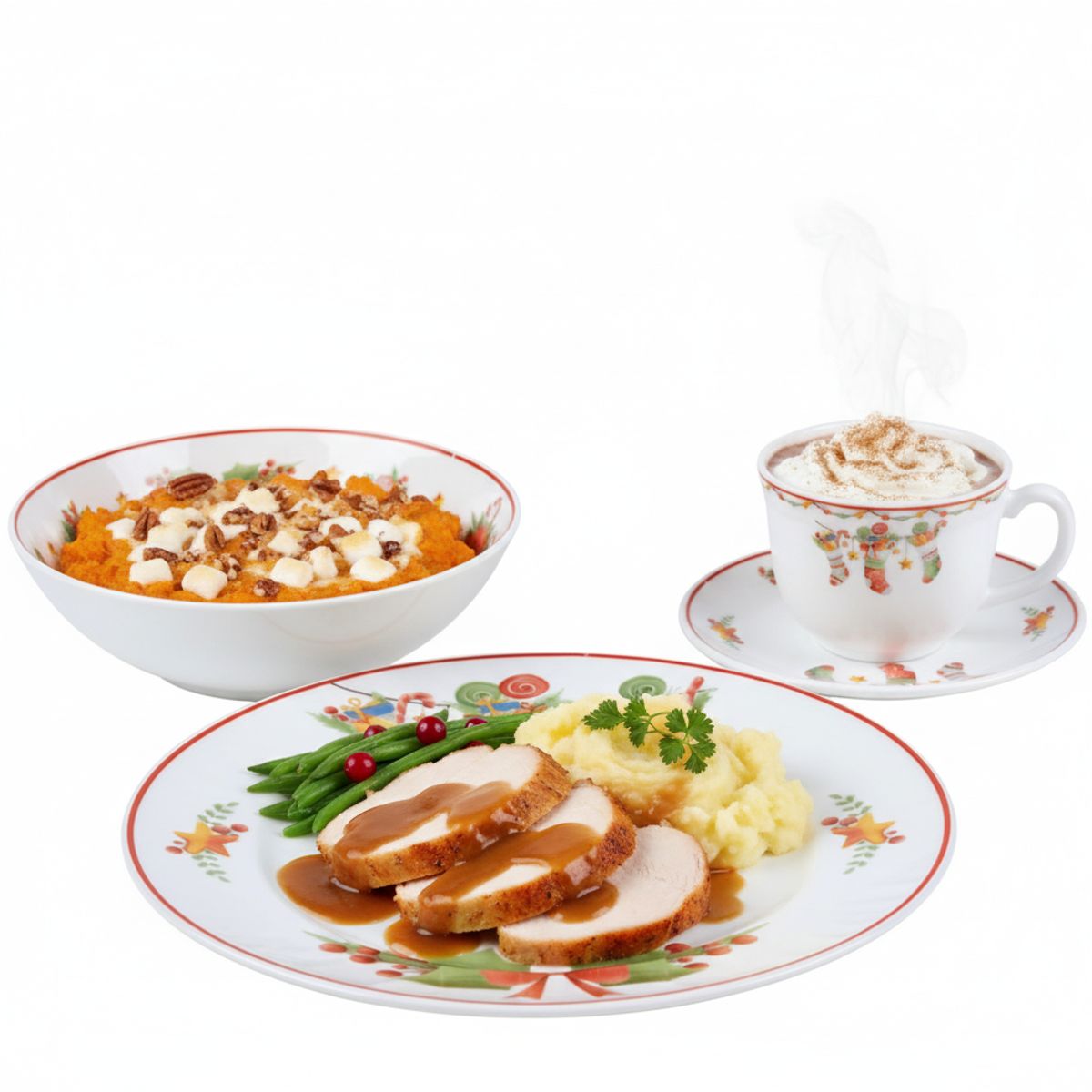 HOME ELEMENTS - Vajilla de Vitrocerámica Aguinaldo 4 Puestos 16 Piezas HEVV-1601