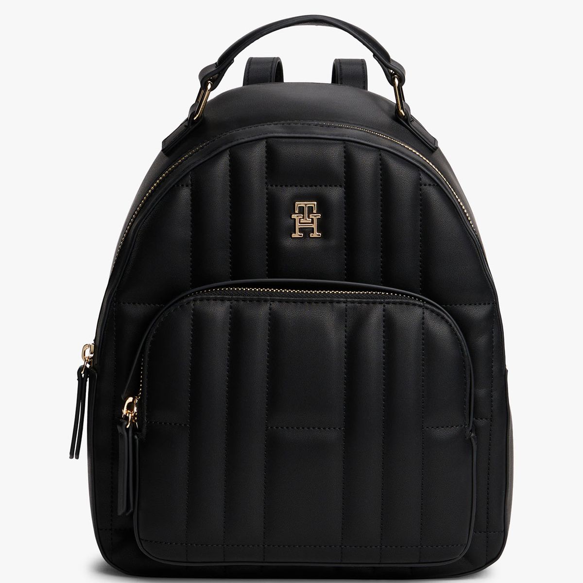 TOMMY HILFIGER - Morral negro acolchada con monograma TH Tommy Hilfiger