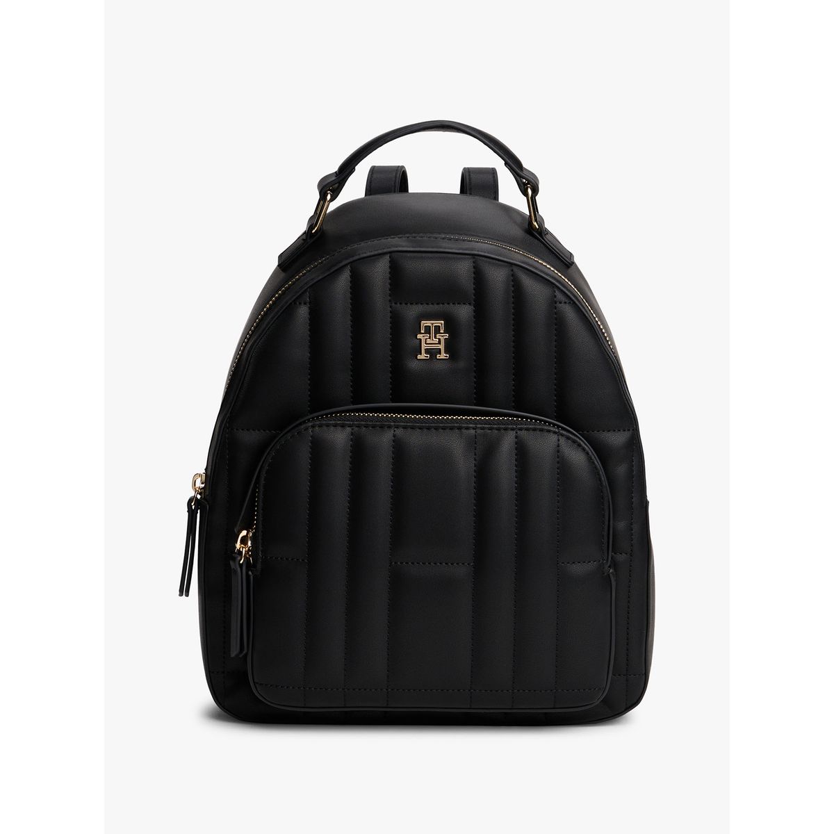 TOMMY HILFIGER - Morral negro acolchada con monograma TH Tommy Hilfiger