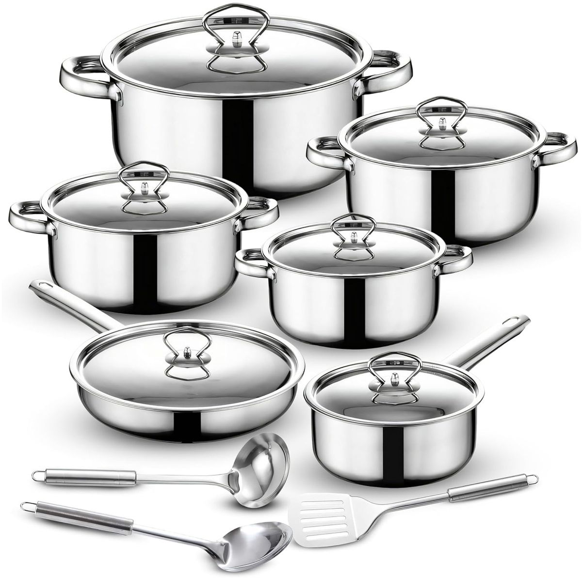 ONE PIXEL - Batería De Ollas Acero Utensilios De Cocina 15 Piezas Cocina Inducción