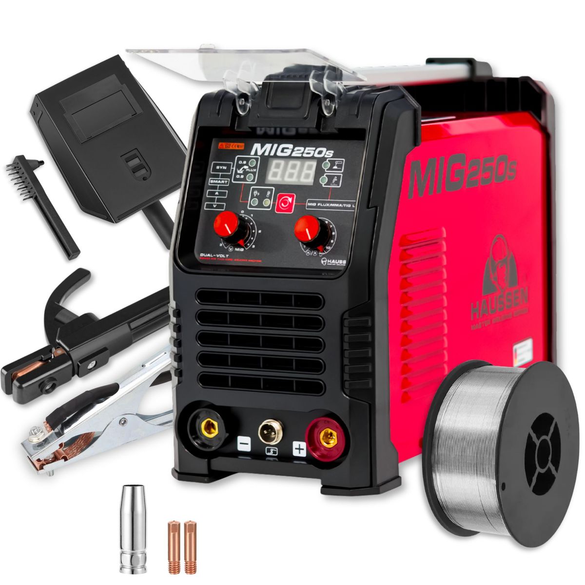 HAUSSEN - Equipo de soldadura multiproceso HAUSSEN MIG 1 kilo 250s inversor fluxcore