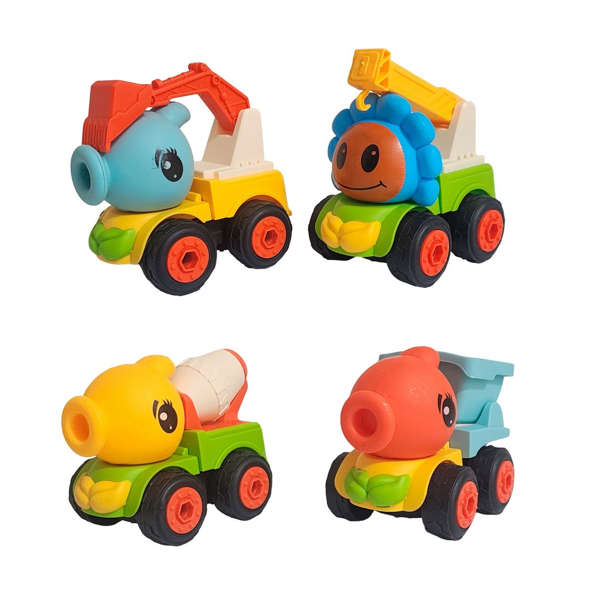 GENERICO - Carros De Construccion Planta Zombie Retroexcavadora X 4 Und