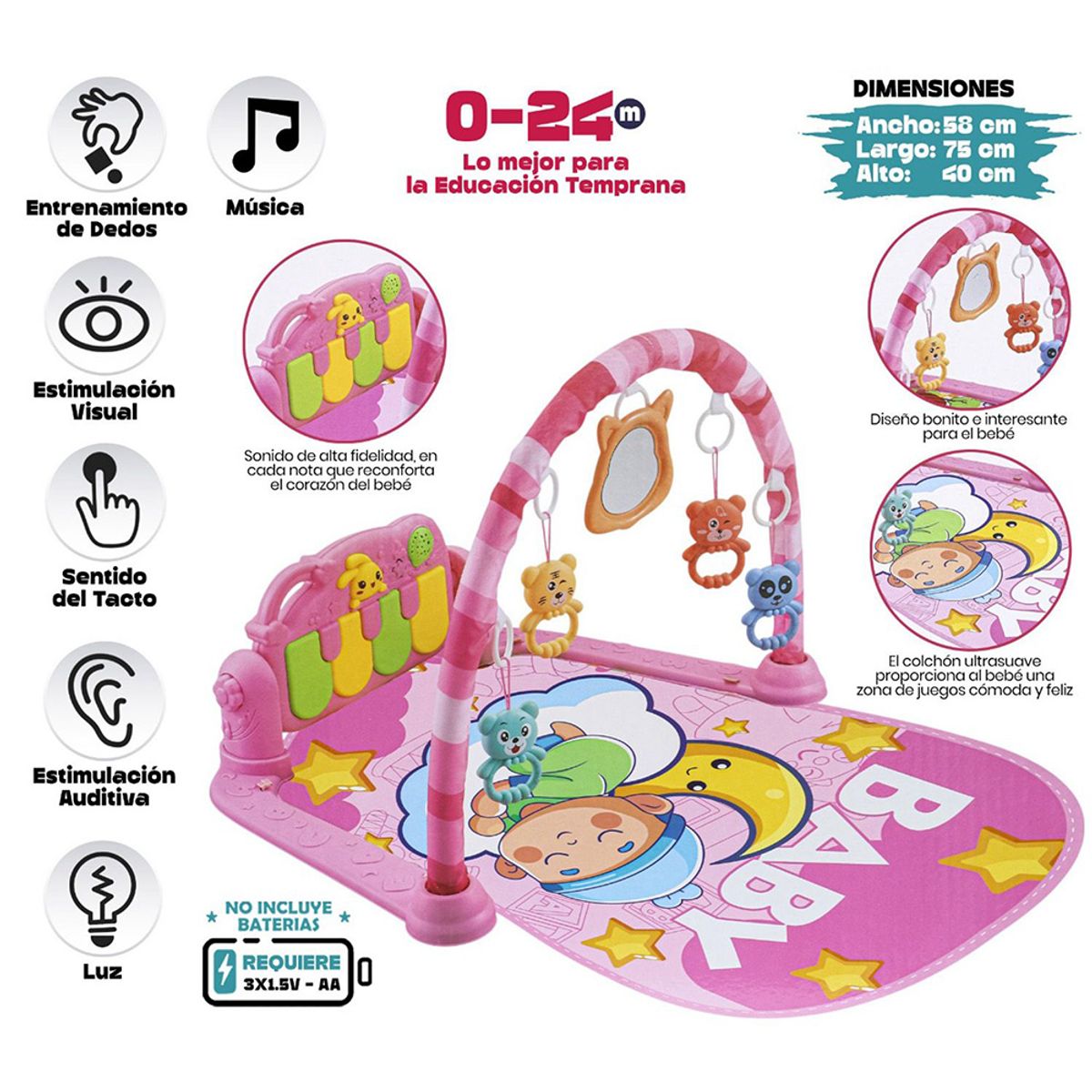 BEBESITOS - TAPETE MUSICAL CON LUCES PARA BEBÉ MARCA BEBESITOS
