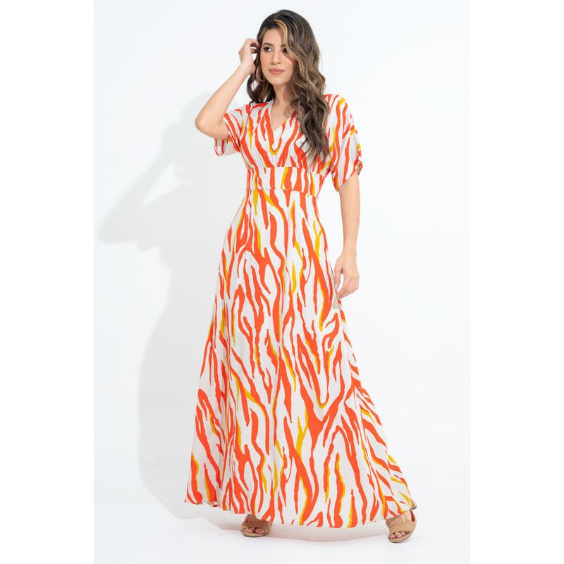 RAGGED - Vestido largo methis Naranja Ragged