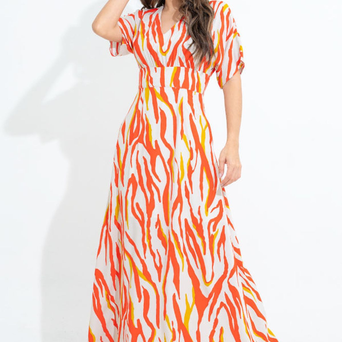 RAGGED - Vestido largo methis Naranja Ragged