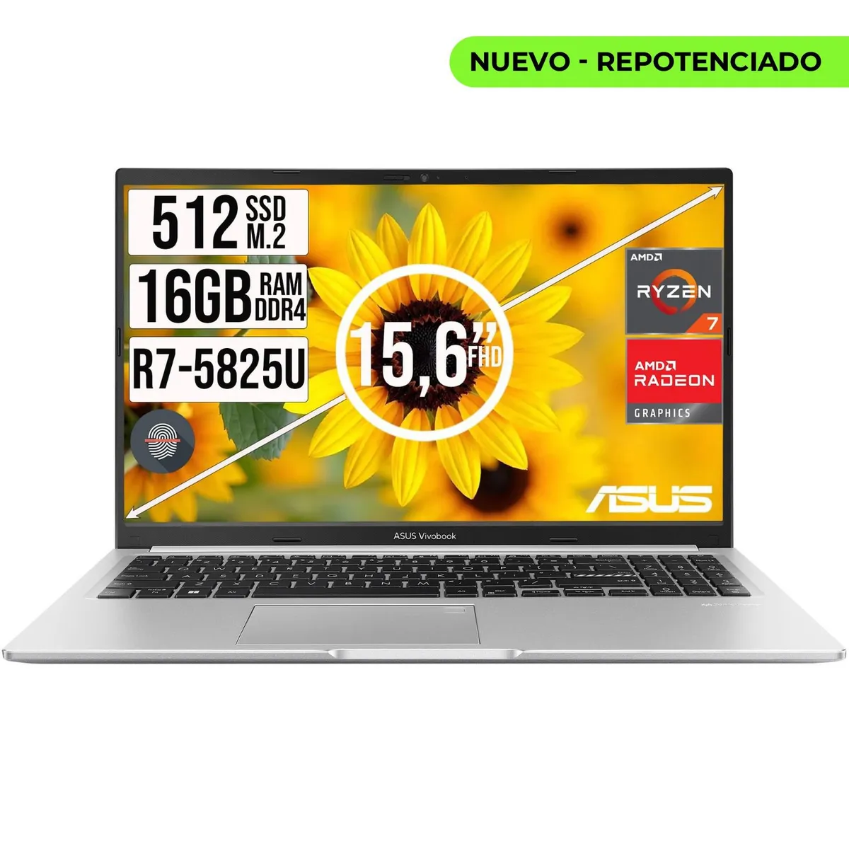 ASUS - Portátil ASUS VivoBook 15 Ryzen 7 5825U 16GB RAM 512GB SSD 15.6” FHD