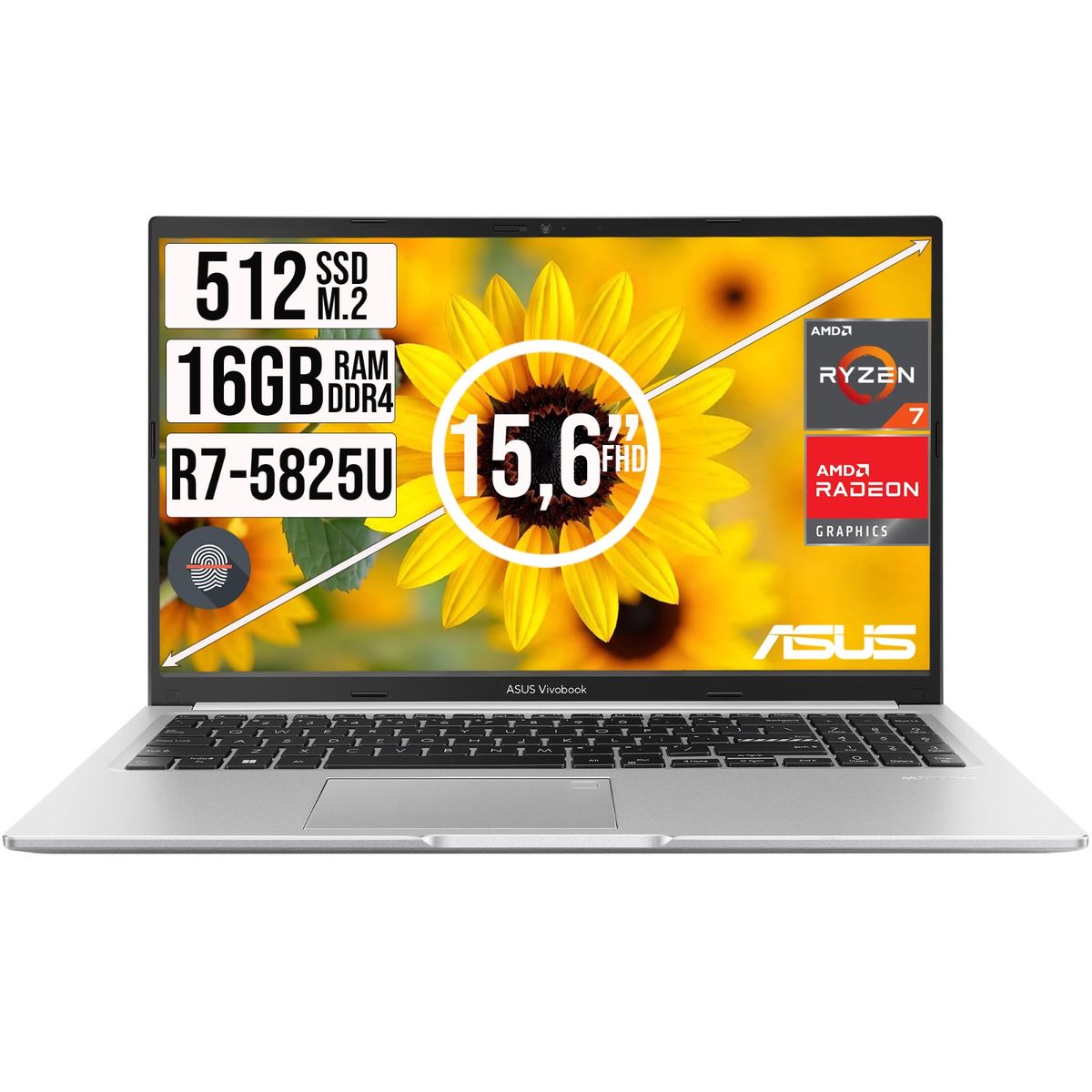 ASUS - Portátil ASUS VivoBook 15 Ryzen 7 5825U 16GB RAM 512GB SSD 15.6” FHD