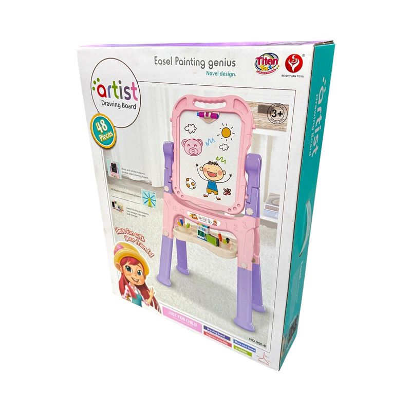 GENERICO - Tablero 2 En 1 Niñas  Dibuja A Color Y Tiza Magnético Rosa