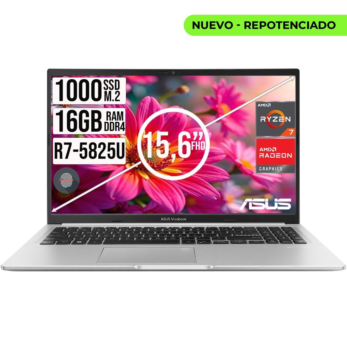 ASUS - PORTATIL ASUS VIVOBOOK AMD RYZEN 7-5825U RAM 16GB SSD 1TB 15,6 FHD