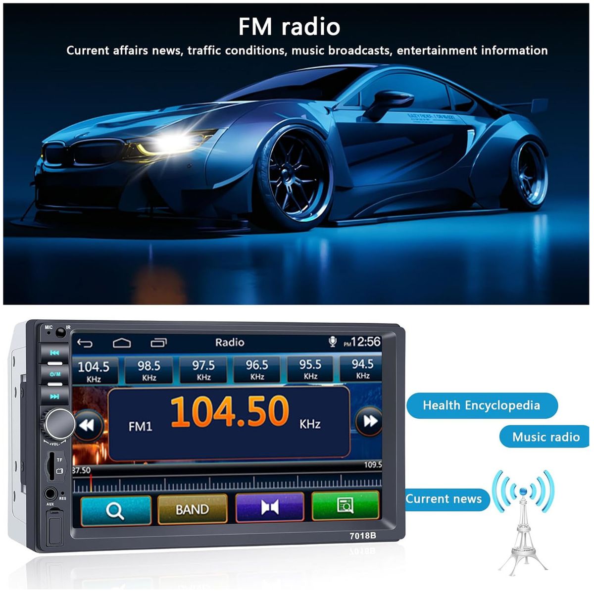 ONE PIXEL - Radio Carro Bluetooth Tactil Camara Usb Sd Pantalla 7 Hd