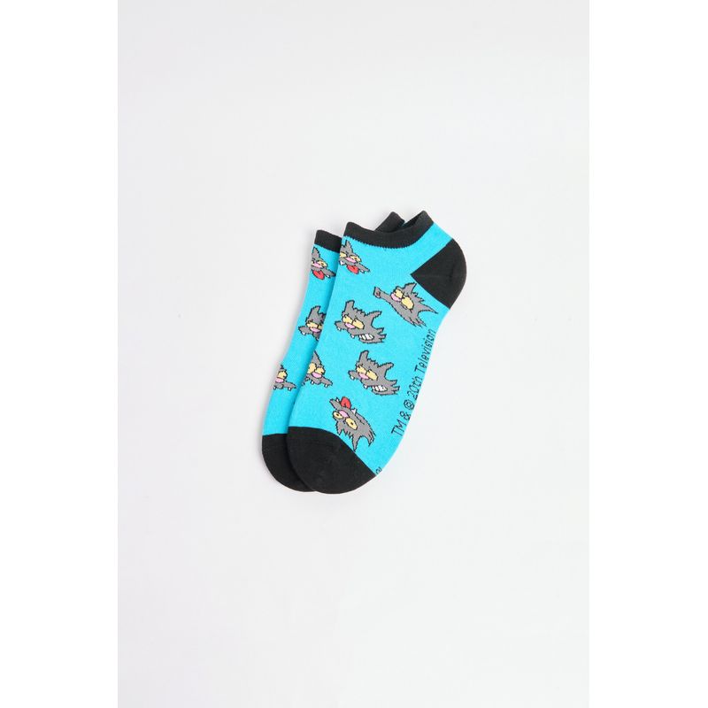 KOAJ - KOAJ Medias azules tobilleras con diseños de Los Simpson Hombre
