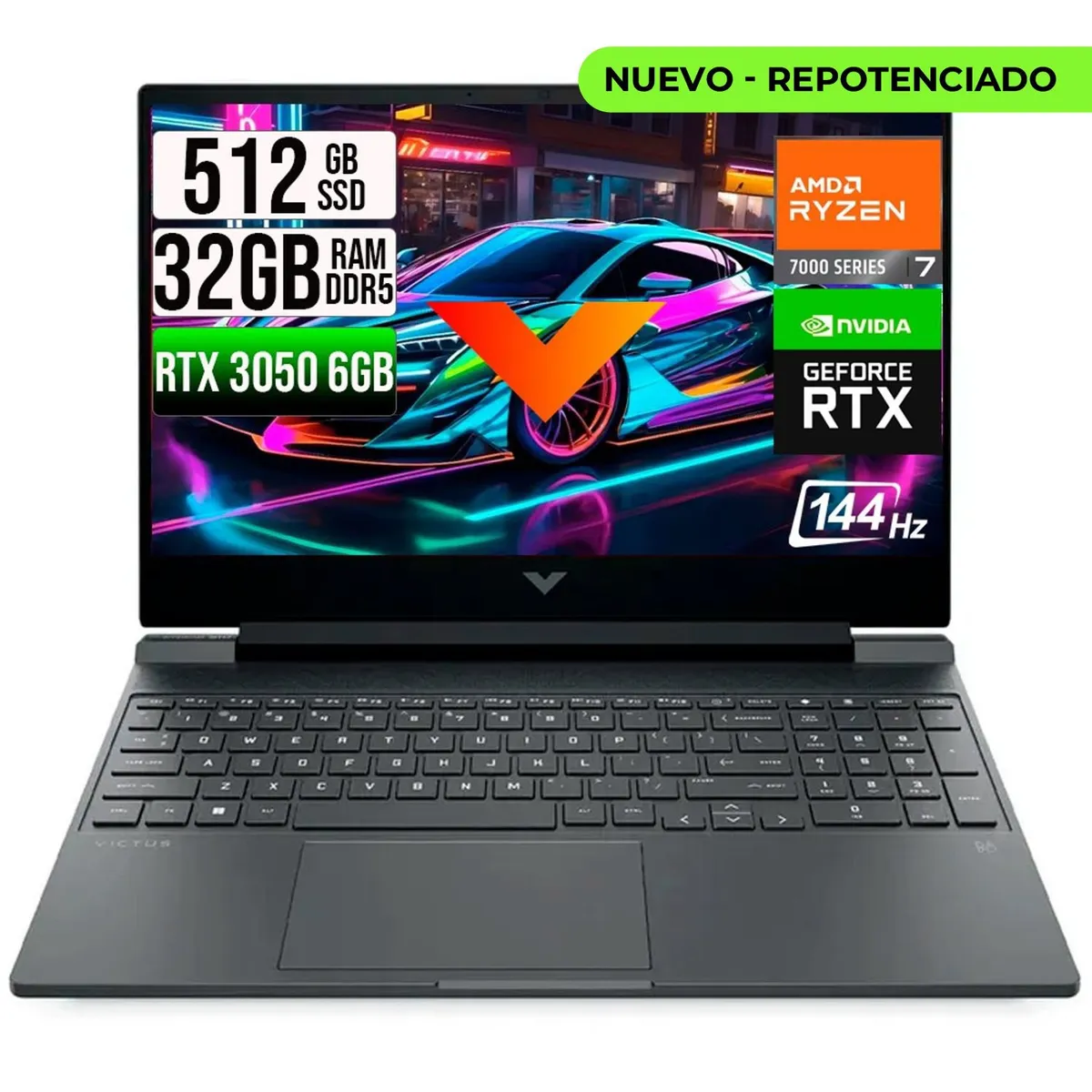 HP - HP VICTUS AMD RYZEN 7-7445HS RTX 3050 6GB SSD 512GB RAM 32GB LED 15,6" FHD 144Hz