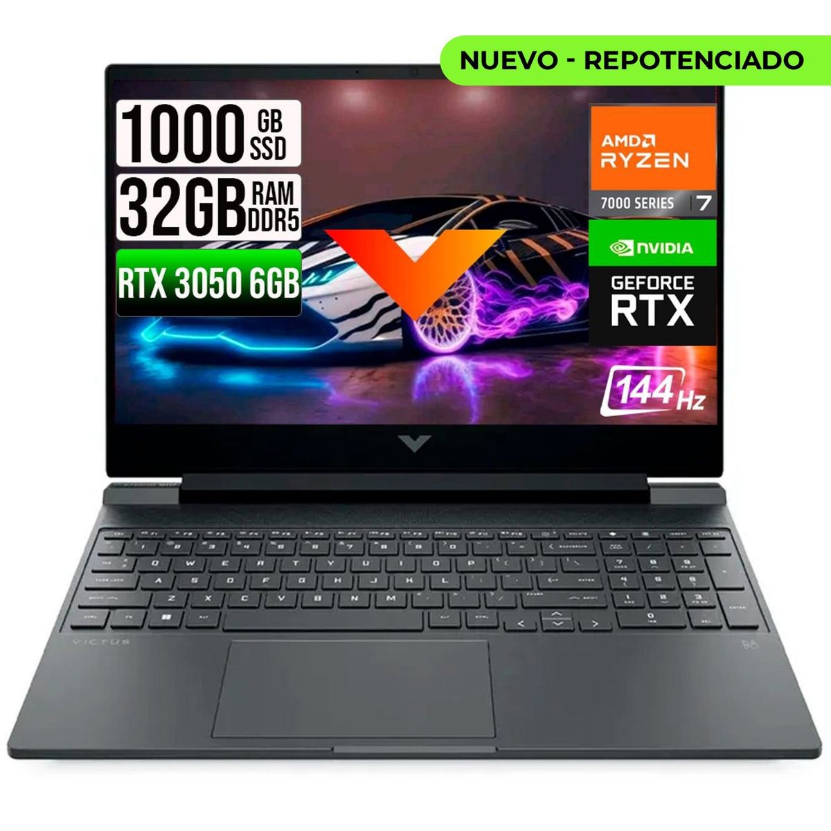 HP - HP VICTUS AMD RYZEN 7-7445HS RTX 3050 6GB SSD 1TB RAM 32GB LED 15,6" FHD 144Hz