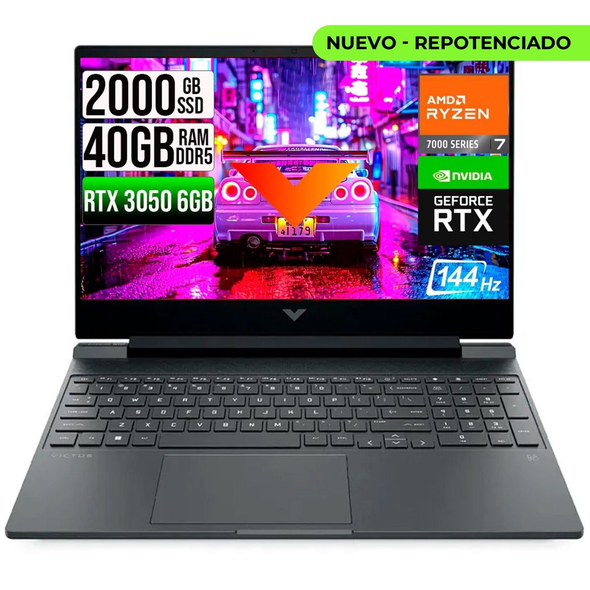 HP - HP VICTUS AMD RYZEN 7-7445HS RTX 3050 6GB SSD 2TB RAM 40GB LED 15,6" FHD 144Hz