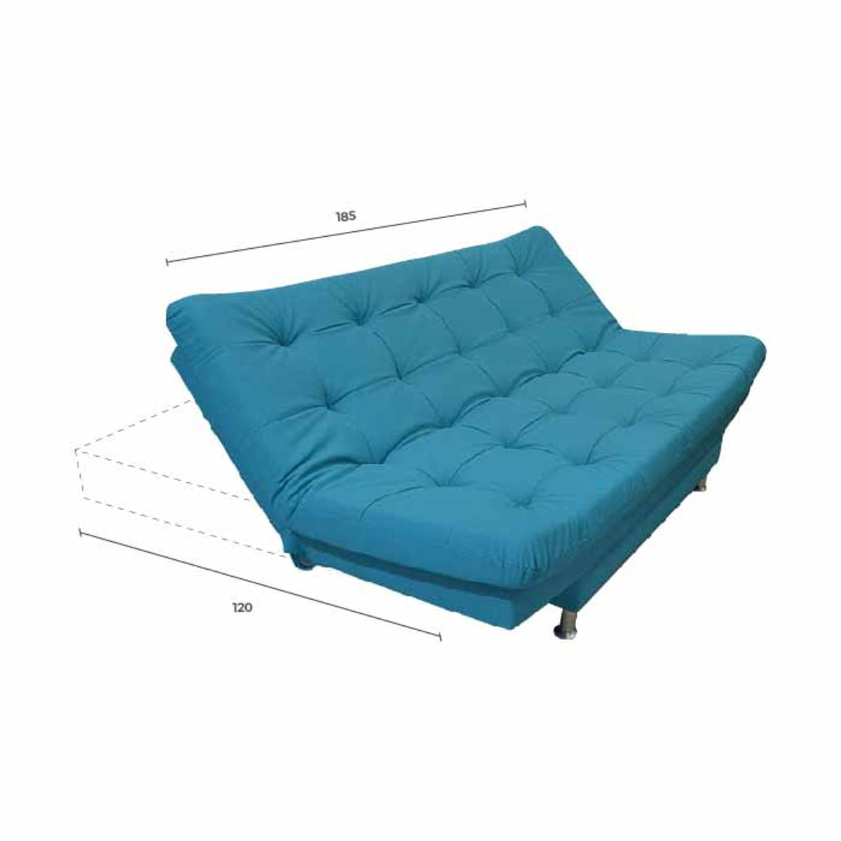 GENERICO - Sofá cama  Click Clack clasic de tres puestos, vertigo Azul Turquesa.