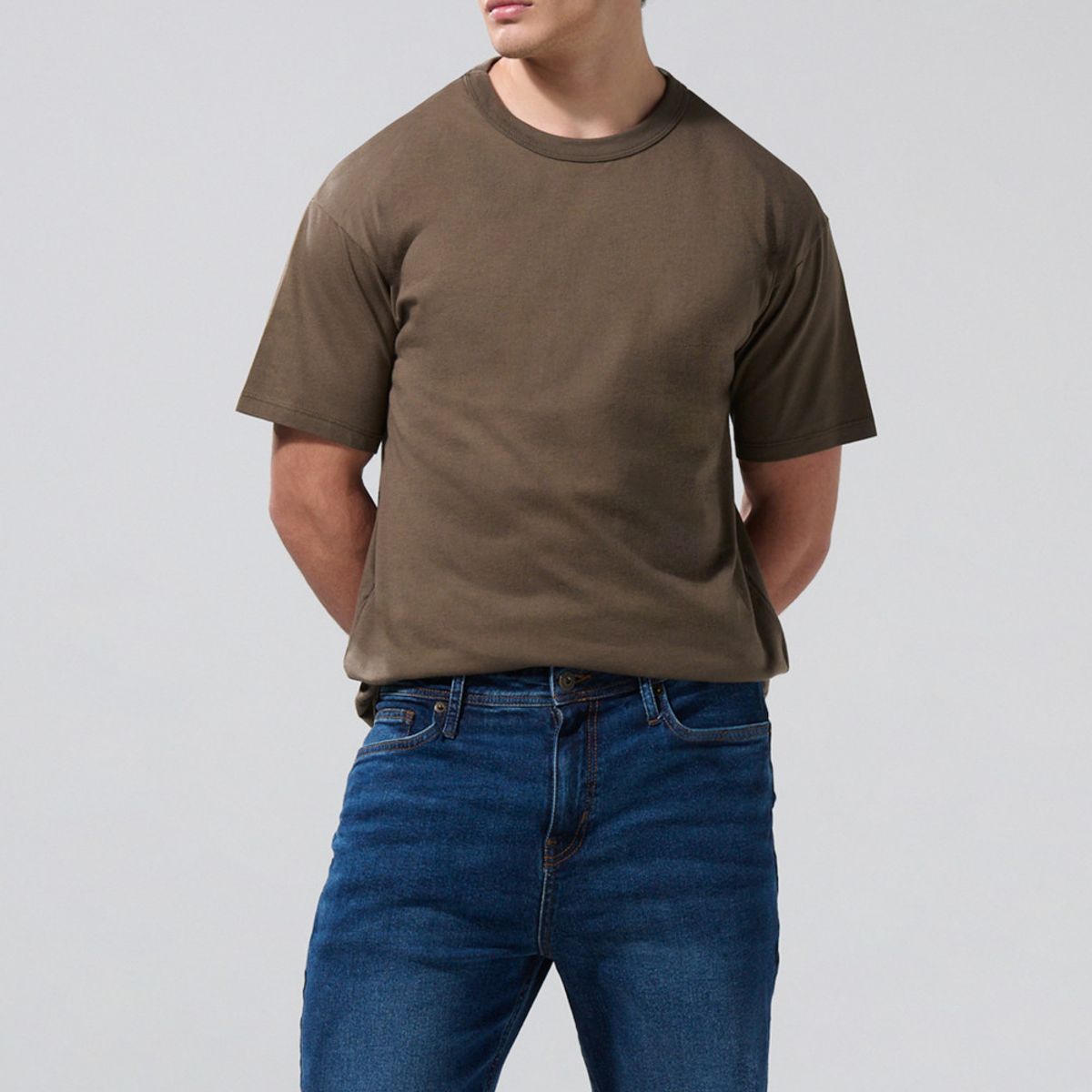 KOAJ - KOAJ Bermuda tiro bajo slim en jean azul oscura con desgaste Hombre