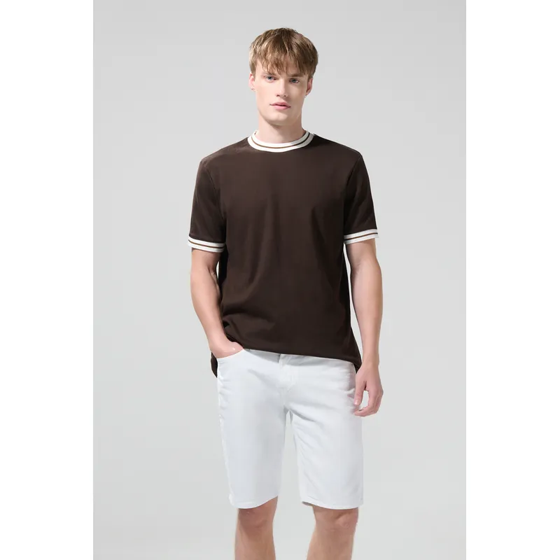 KOAJ - KOAJ Bermuda blanca slim en jean con bolsillos y tiro bajo Hombre