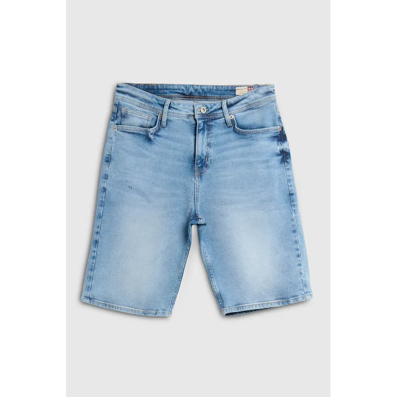 KOAJ - KOAJ Bermuda slim tiro bajo azul clara en jean con bolsillos Hombre