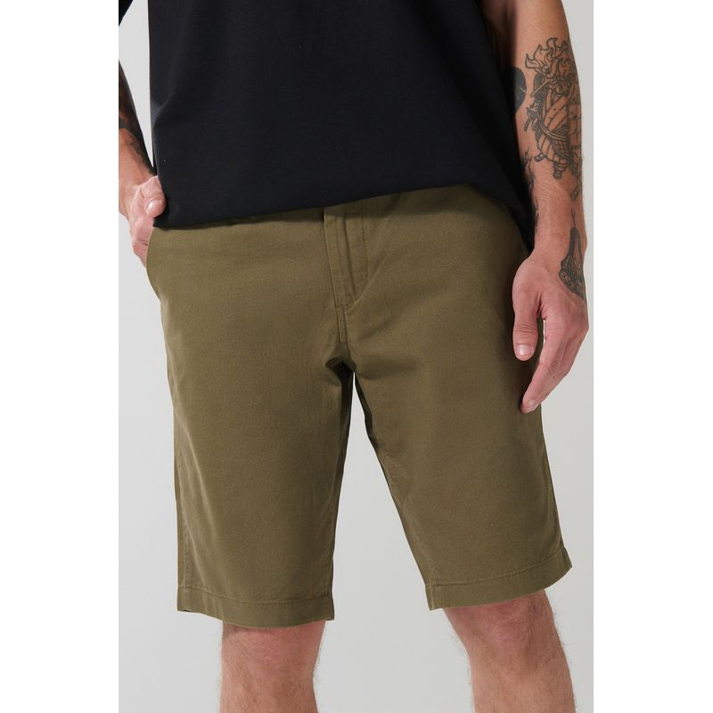 KOAJ - KOAJ Bermuda en dril unicolor tiro bajo con bolsillos latera Hombre