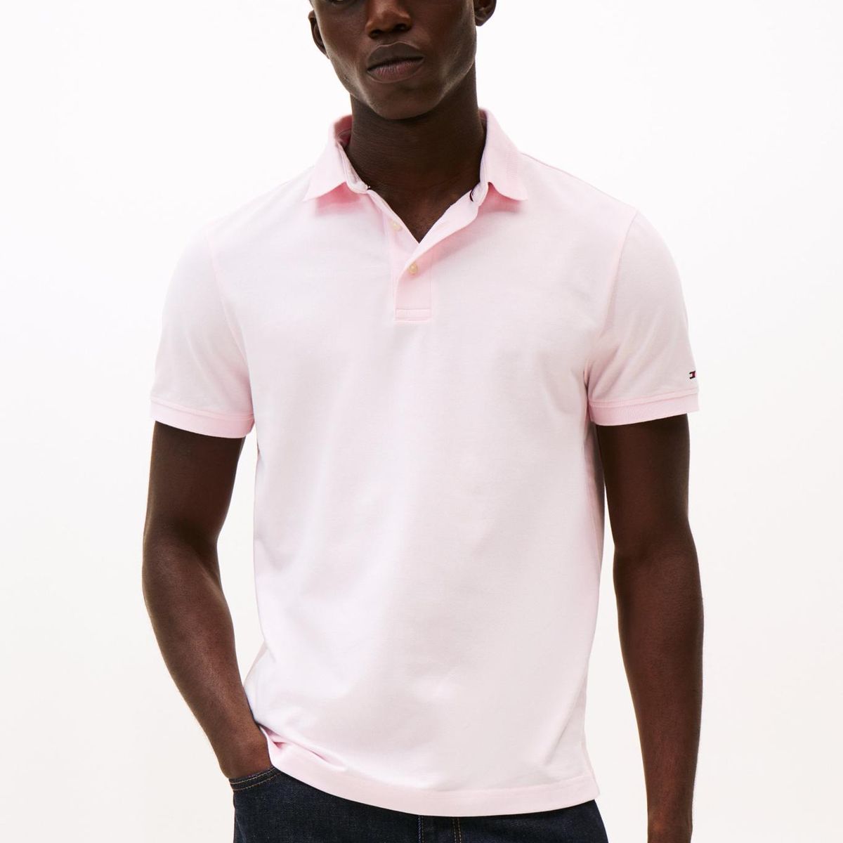TOMMY HILFIGER - Polo rosado con tejido jacquard de corte regular Tommy Hilfiger
