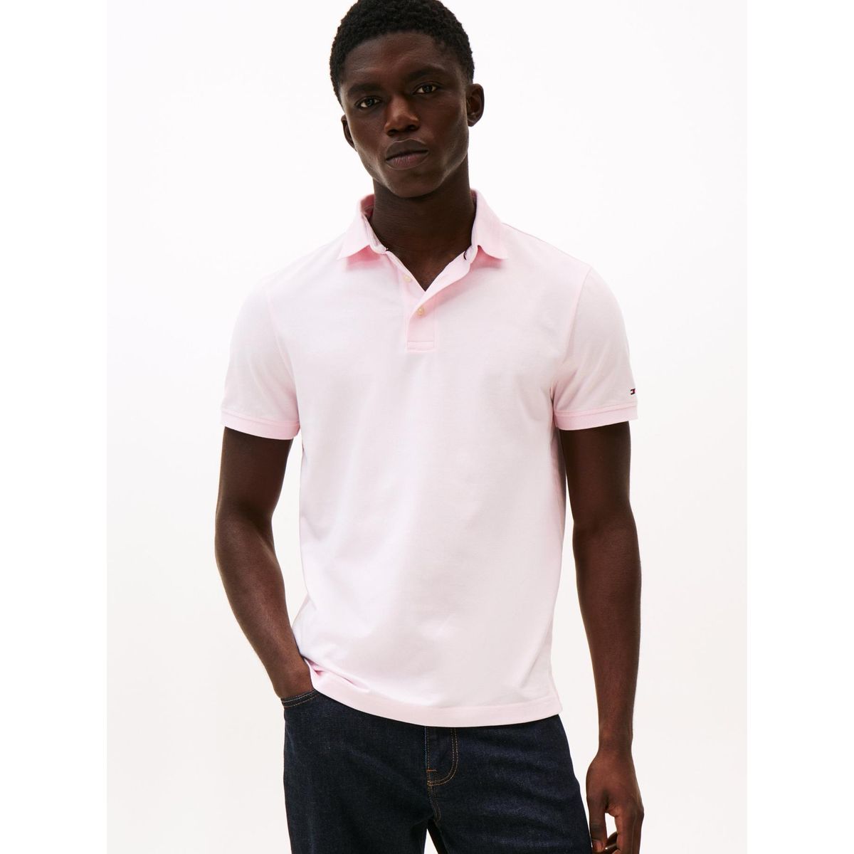 TOMMY HILFIGER - Polo rosado con tejido jacquard de corte regular Tommy Hilfiger
