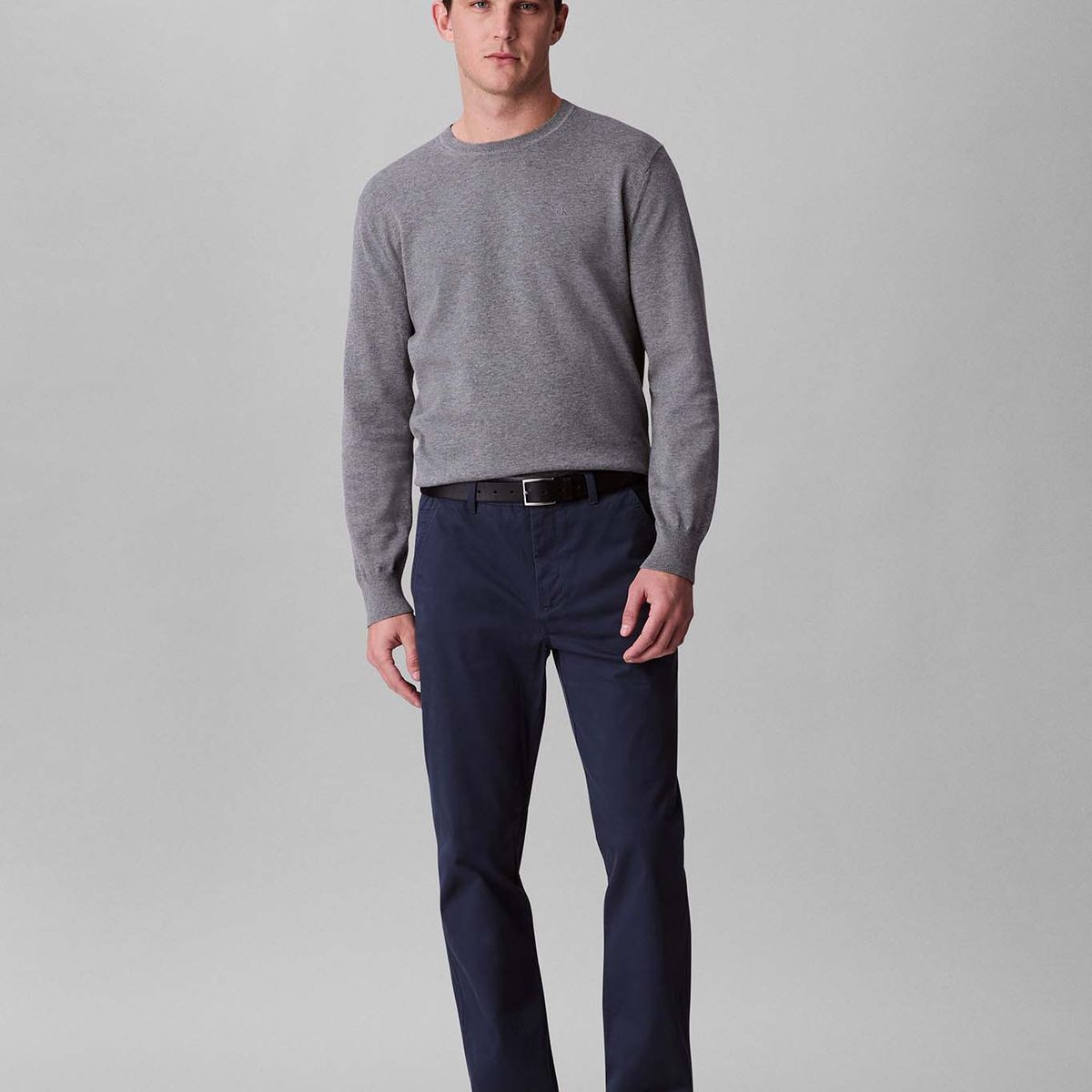 CALVIN KLEIN - Pantalón negro chino slim de algodón Signature Calvin Klein