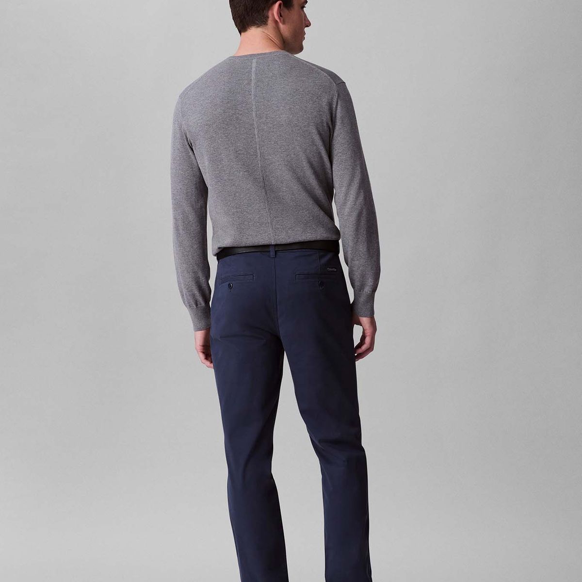 CALVIN KLEIN - Pantalón negro chino slim de algodón Signature Calvin Klein