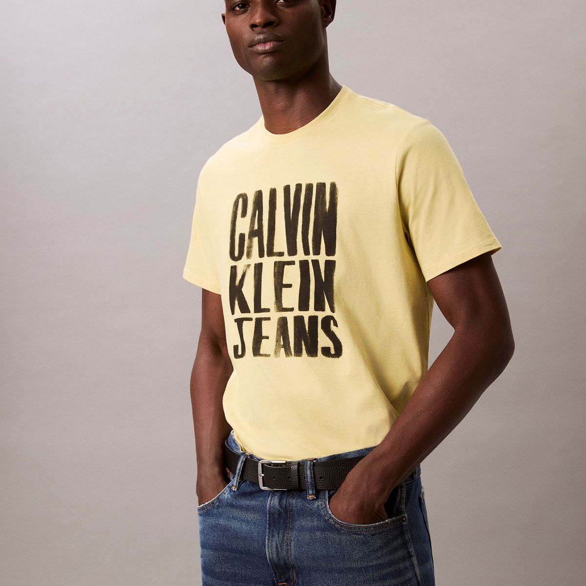 CALVIN KLEIN - Camiseta verde Stacked Graphic Crewnec Calvin Klein