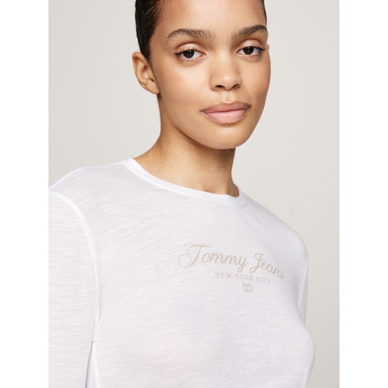 TOMMY HILFIGER - Camiseta negra de cuello redondo de corte slim Tommy Jeans