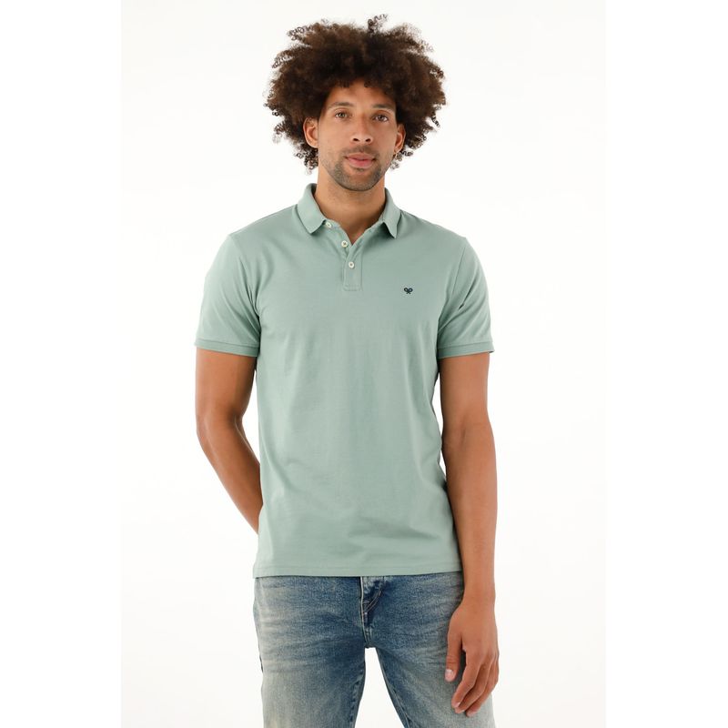 TENNIS - Polo con raqueta bordada verde para hombre