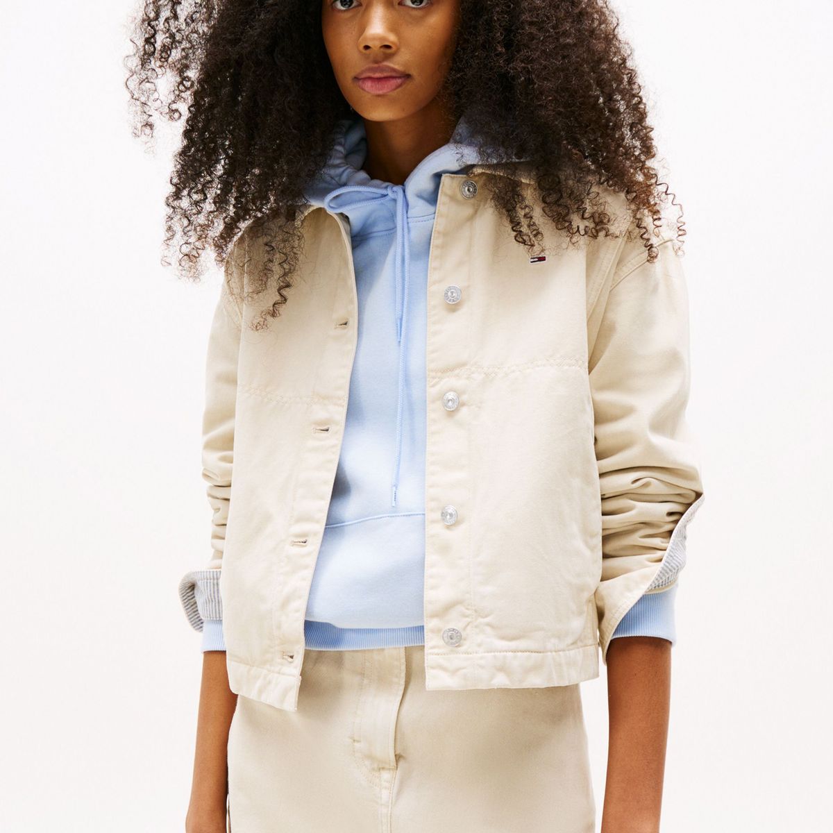 TOMMY HILFIGER - Chaqueta beige denim teñida en prenda Tommy Jeans