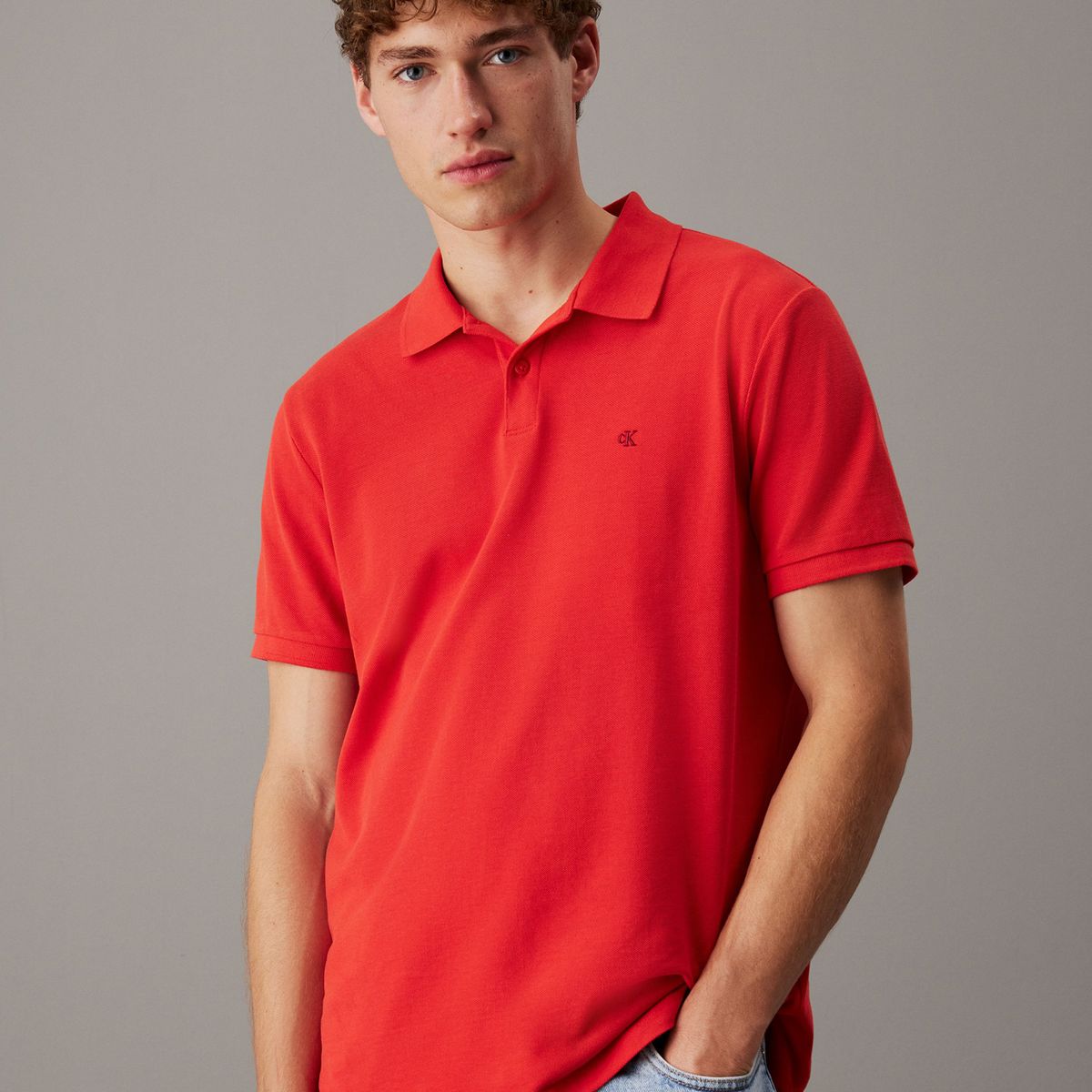 CALVIN KLEIN - Polo rojo clásico de piqué de algodón Calvin Klein