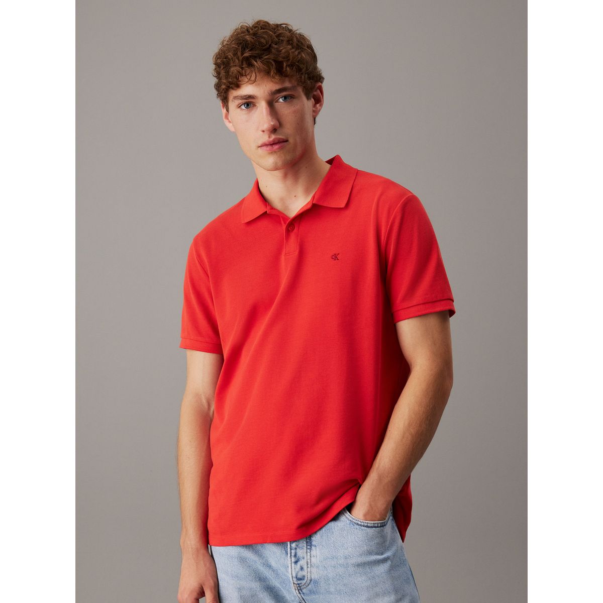 CALVIN KLEIN - Polo rojo clásico de piqué de algodón Calvin Klein