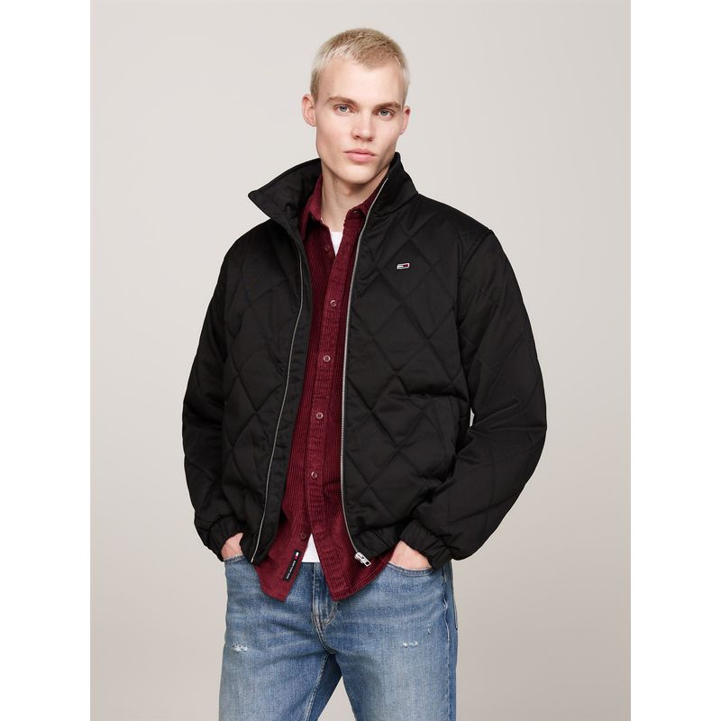 TOMMY HILFIGER - Chaqueta negra con acolchado a rombos Tommy Jeans