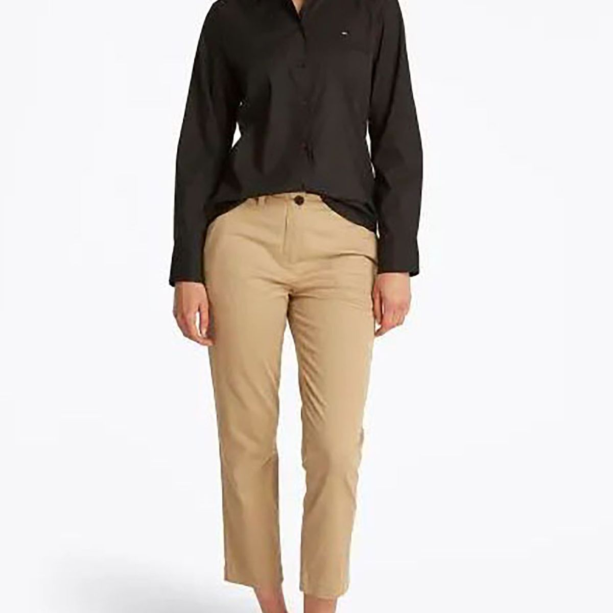 TOMMY HILFIGER - Camisa negra de popelín de corte regular Tommy Hilfiger