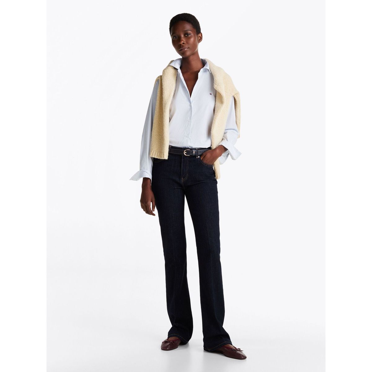 TOMMY HILFIGER - Camisa celeste de popelín de corte regular Tommy Hilfiger