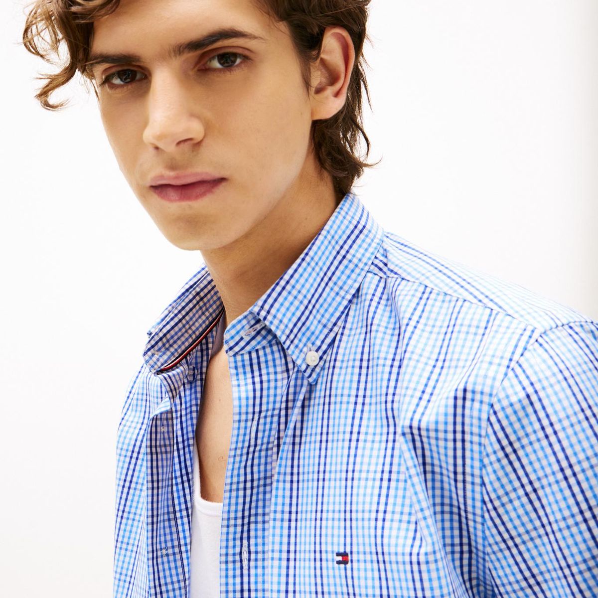 TOMMY HILFIGER - Camisa azul Americana de manga corta Tommy Hilfiger