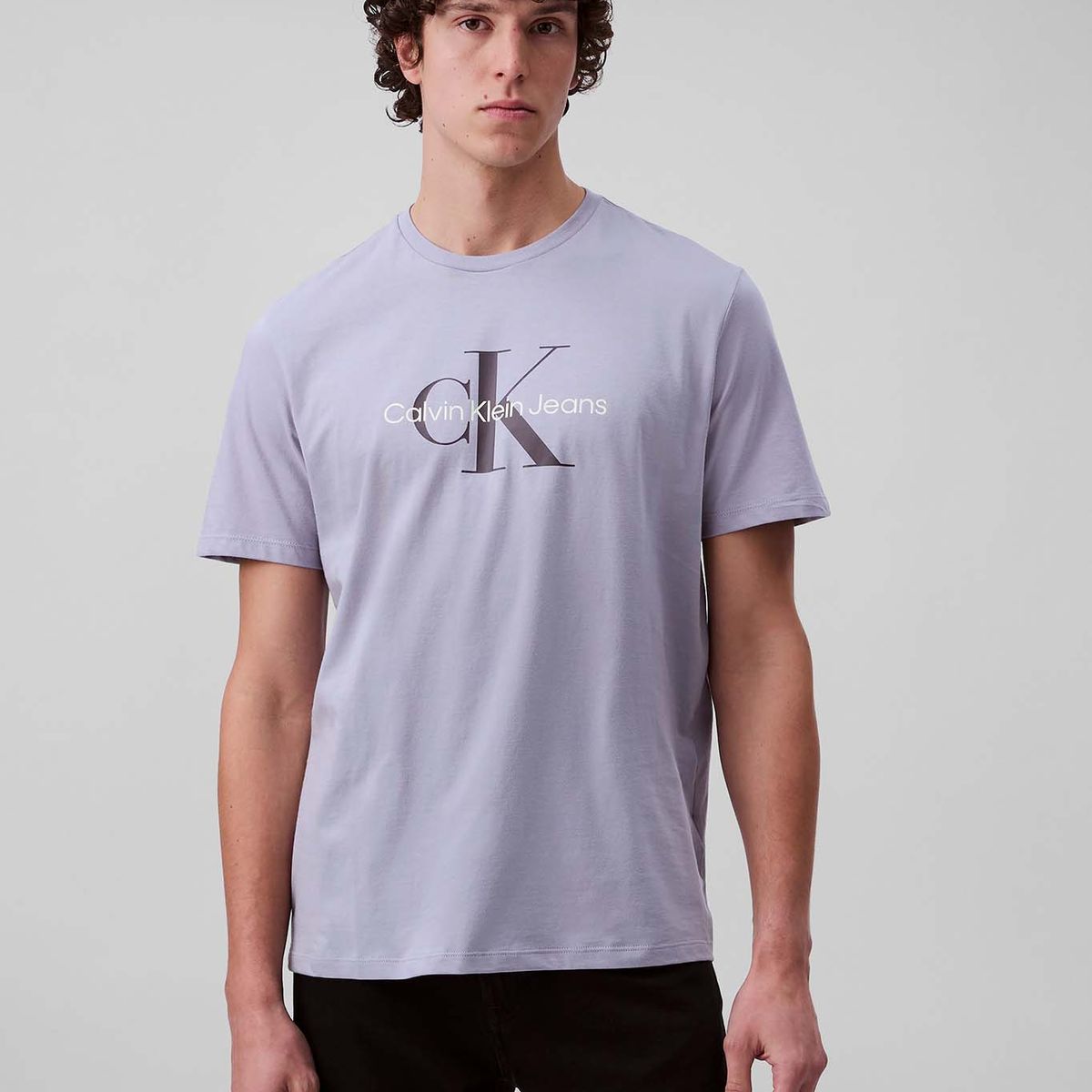 CALVIN KLEIN - Camiseta gris con monograma Calvin Klein