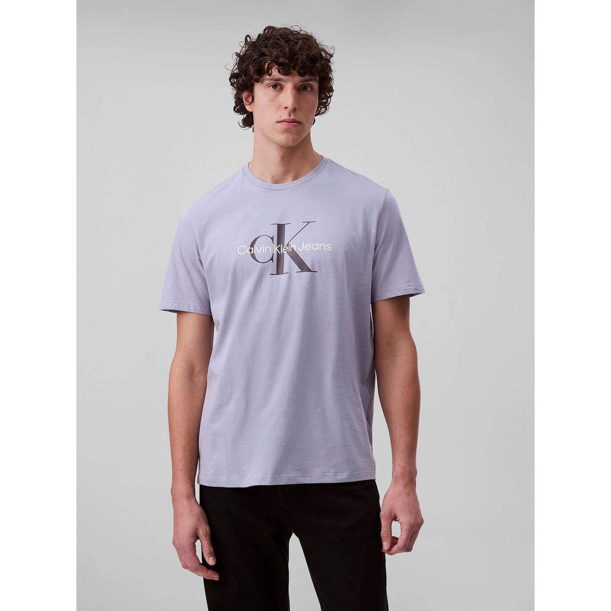 CALVIN KLEIN - Camiseta gris con monograma Calvin Klein