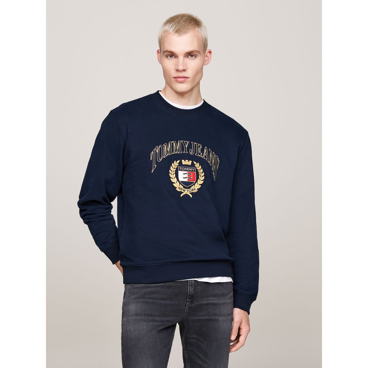 TOMMY HILFIGER - Saco multicolor de cuello redondo con logo bordado Tommy Jeans