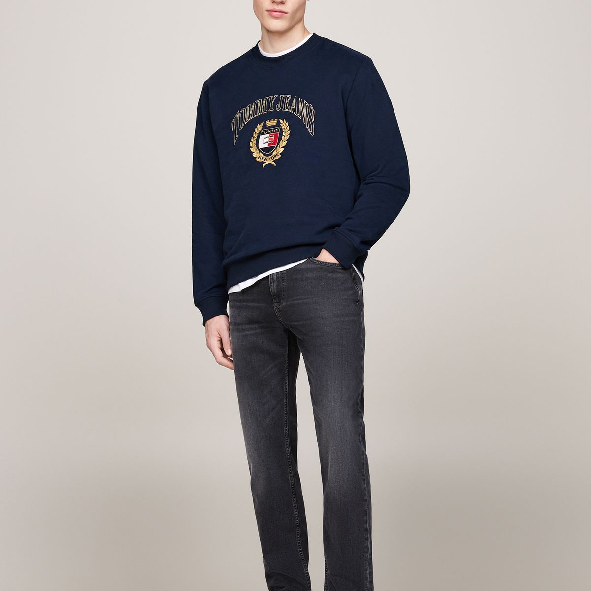 TOMMY HILFIGER - Saco multicolor de cuello redondo con logo bordado Tommy Jeans