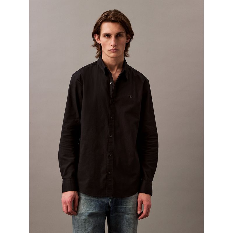 CALVIN KLEIN - Camisa negra Oxford clásica de manga larga Calvin Klein