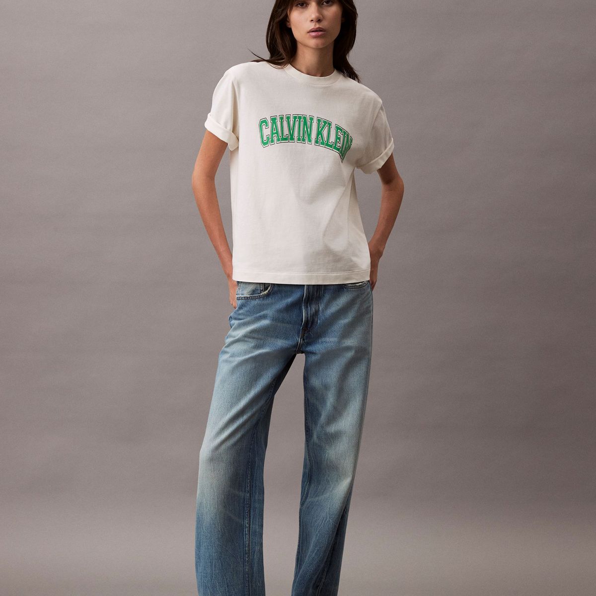 CALVIN KLEIN - Camiseta blanca boxy con logotipo Calvin Klein