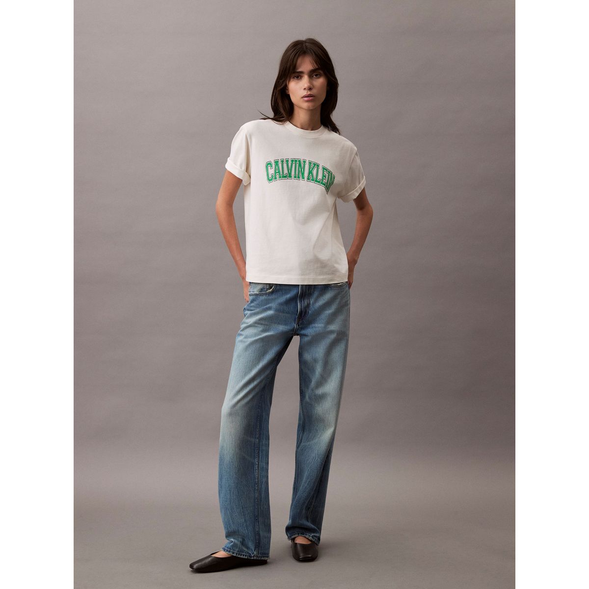 CALVIN KLEIN - Camiseta blanca boxy con logotipo Calvin Klein